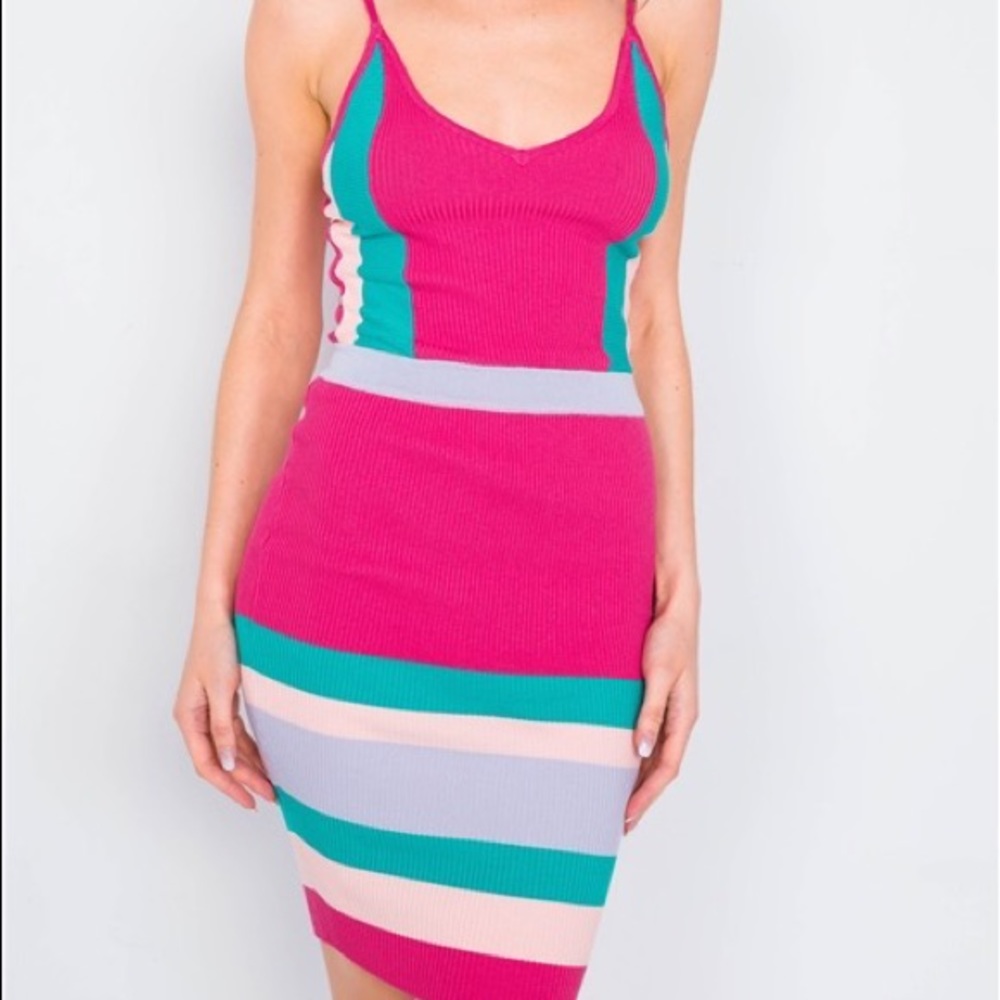 Color Block Ribbed Bodycon Dress